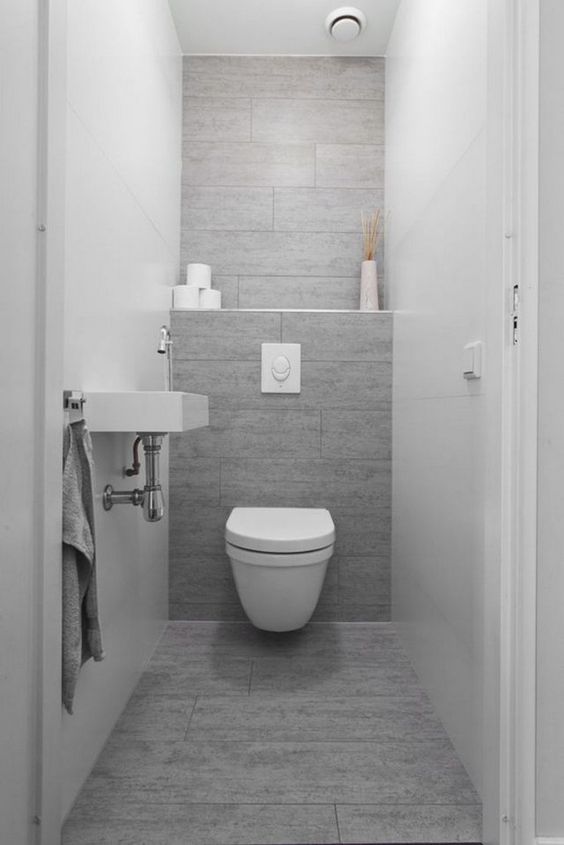 moderne toilet ideeen met een witte hangende toilet